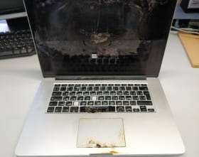 Потребительская экспертиза возгорания в ноутбуке Apple MacBook Pro 13 после выполненного ремонта